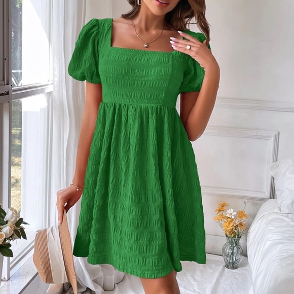 Boho Puff Sleeve Ruffle Mini Dress - Picture 4 of 9